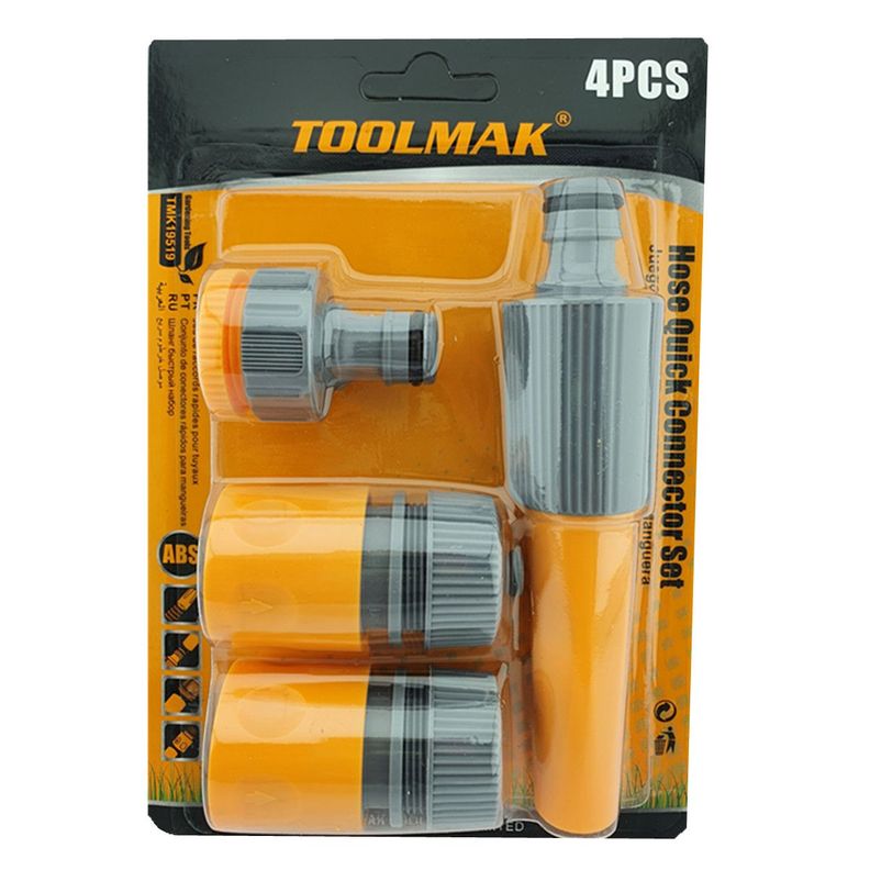 Kit Set Jgo Conector Rápido Manguera De Jardín 4 Piezas Toolmak Tmk19519-0