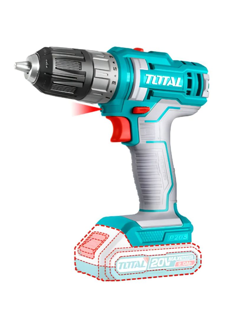 Taladro Atornillador Inalambrico 10mm 20v Total Tdli200515-0