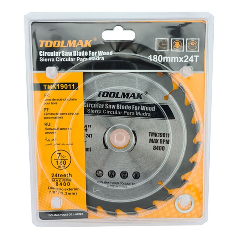 Disco De Sierra Circular 7 1/4 Pulgadas 24 Dientes Toolmak Tmk19011-1