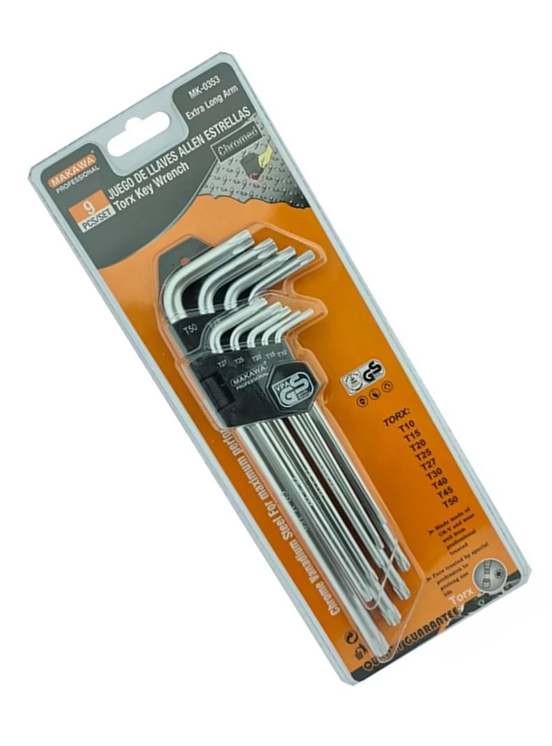 Kit Set Juego De Llaves Allen Punta Estrella 9 Piezas Makawa Mk0353-1