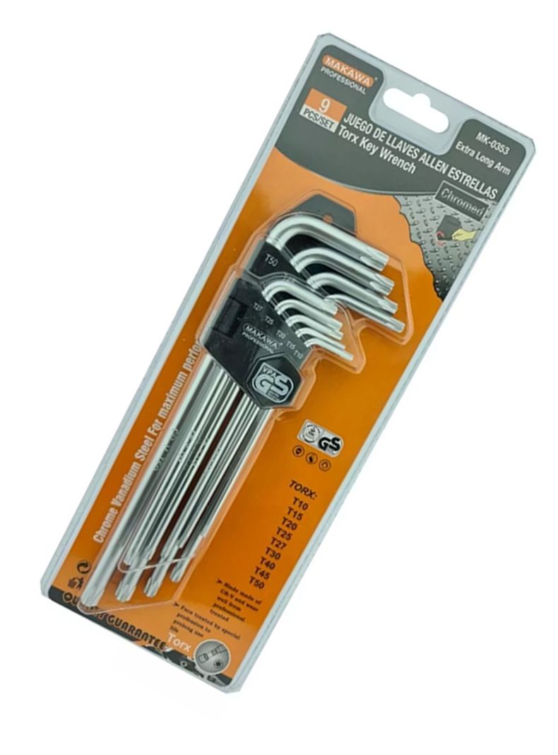 Kit Set Juego De Llaves Allen Punta Estrella 9 Piezas Makawa Mk0353-2
