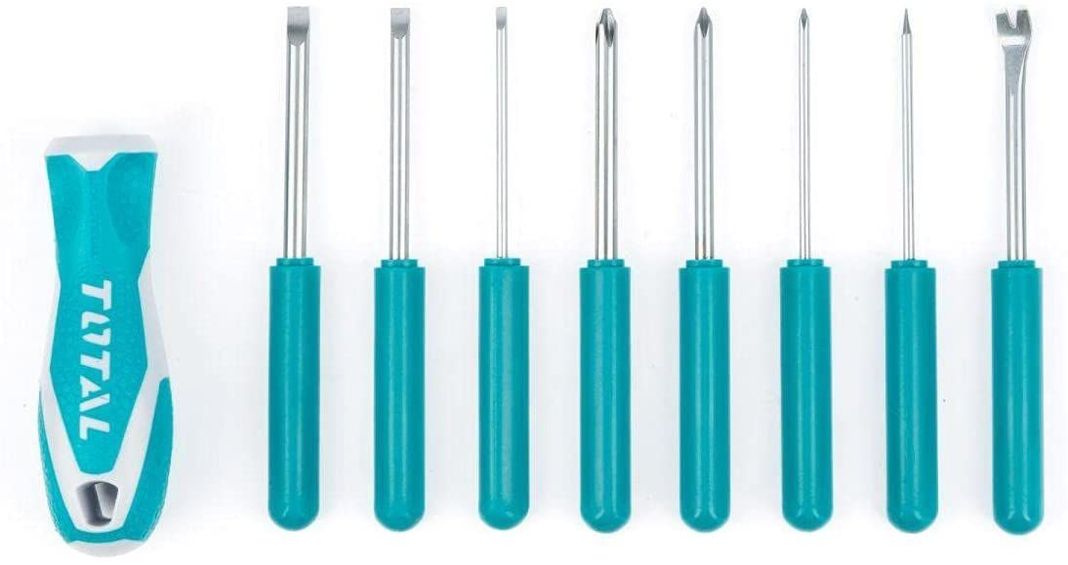 Set Juego Destornilladores Punta Intercambiable 9 Pcs Total Tht250906-1