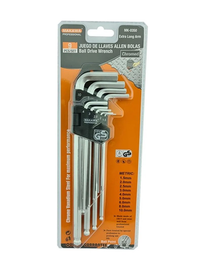 Kit Set Juego De Llaves Allen Hexagonal 9 Piezas Makawa Mk0350-0