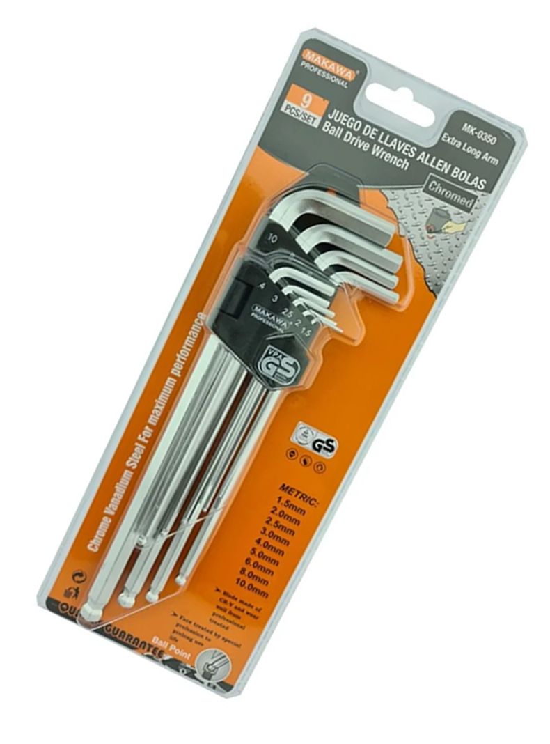 Kit Set Juego De Llaves Allen Hexagonal 9 Piezas Makawa Mk0350-1