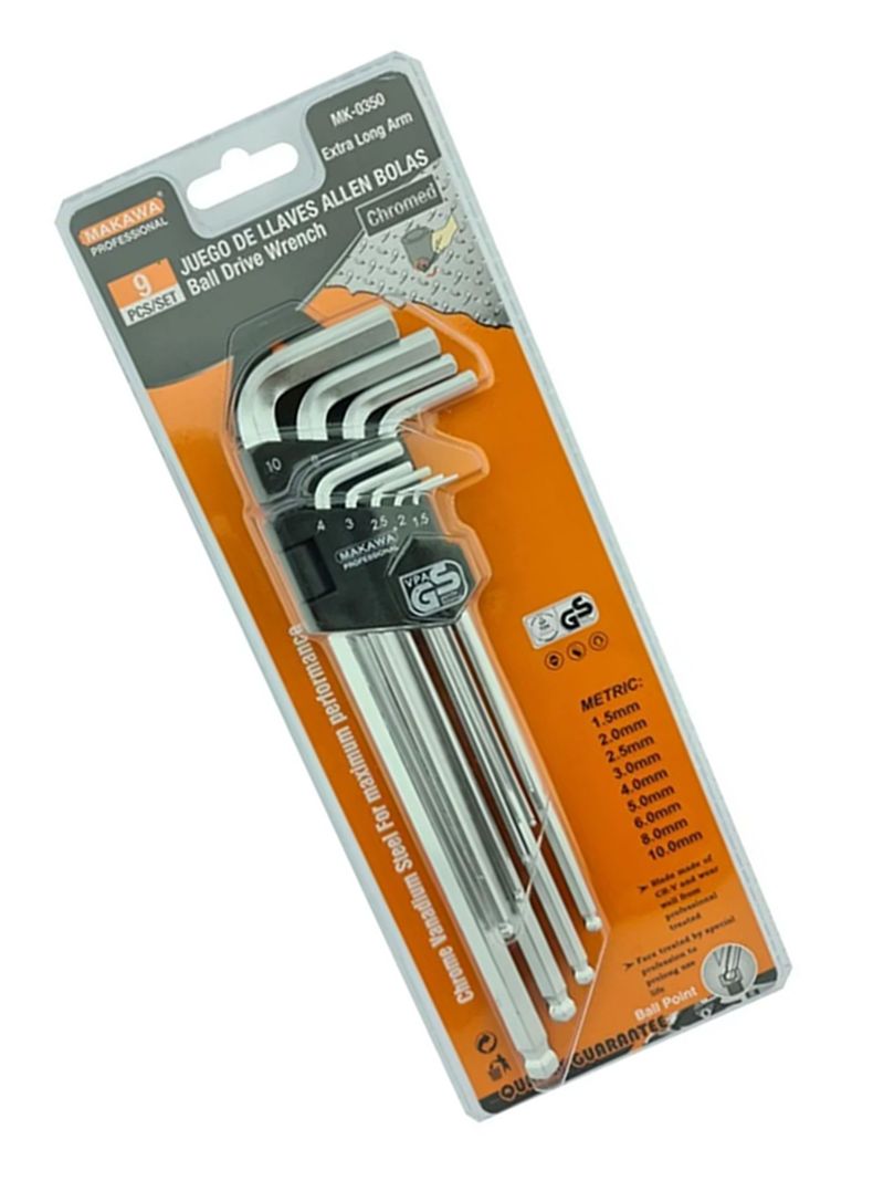 Kit Set Juego De Llaves Allen Hexagonal 9 Piezas Makawa Mk0350-2