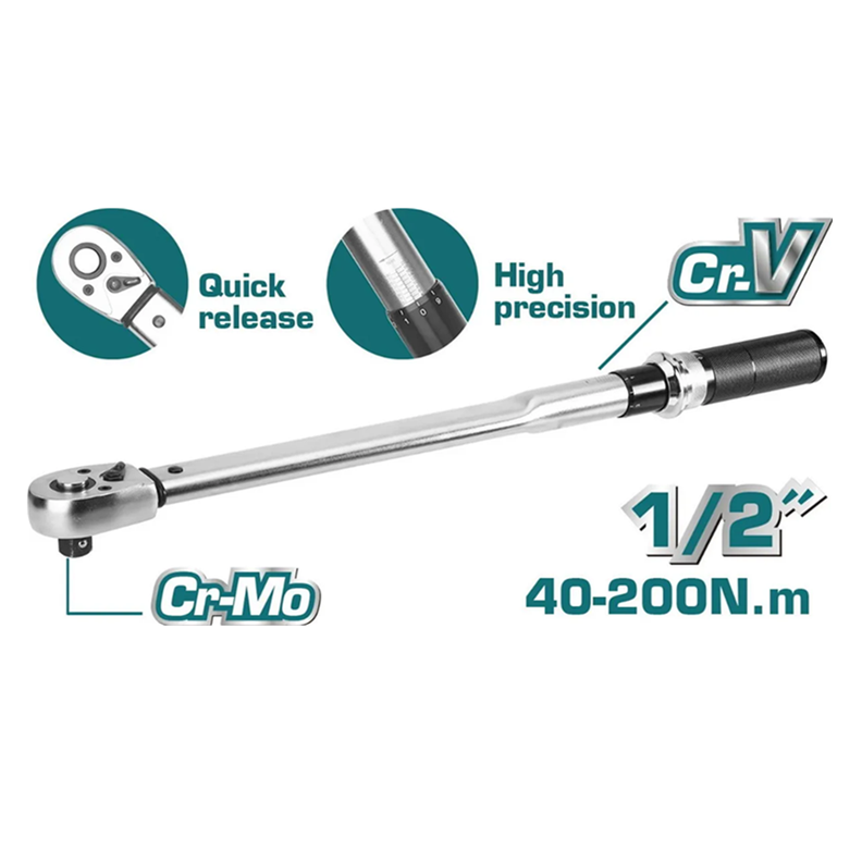 Llave Torque Torquimetro 1/2 40 - 200 Nm Total Thptw200n2-2