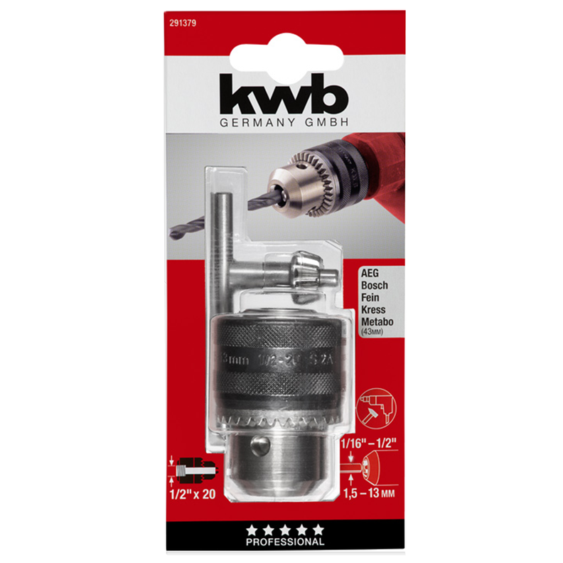 Chuck Mandril De Taladro 13 Mm + Llave Kwb 291379-0
