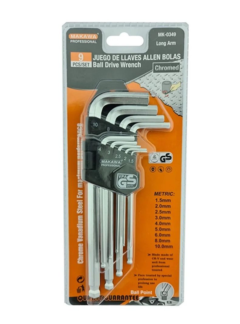 Llaves Medianas Allen Hexagonal 9 Piezas Mk0349-0