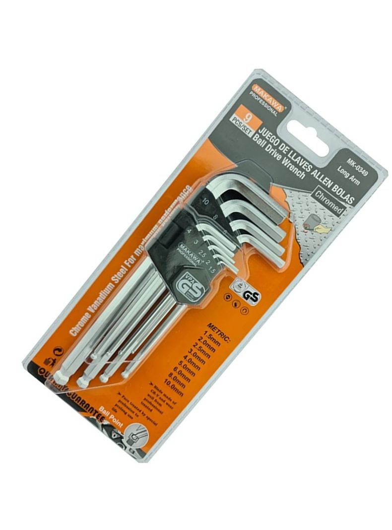Llaves Medianas Allen Hexagonal 9 Piezas Mk0349-2