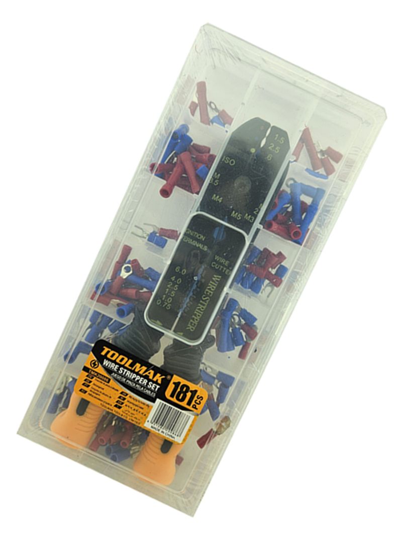 Kit Alicate Pinza Pelacable Con Terminales 181 Piezas Toolmak-2