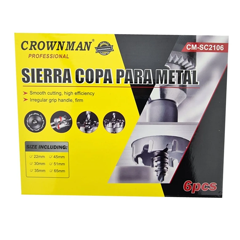 Set Juego De Brocas Para Metal 6 Piezas Crownman-1