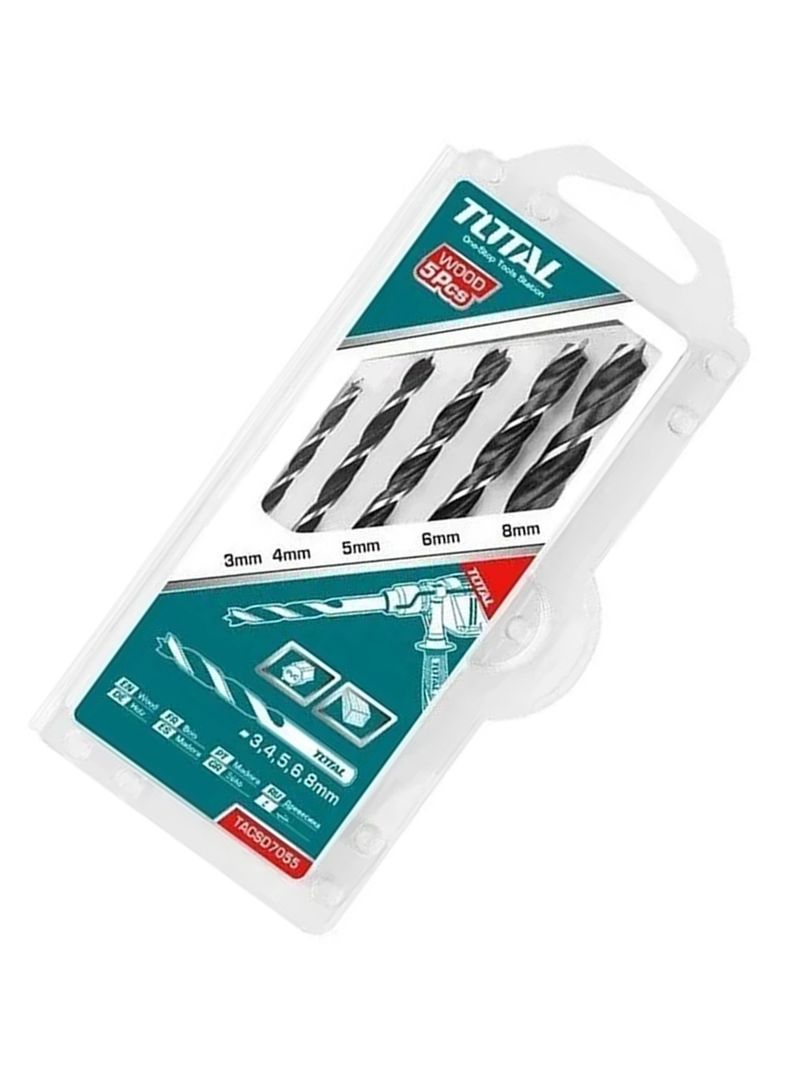 Kit Set Juego Brocas Para Madera 5 Piezas Total Tacsd7055-2