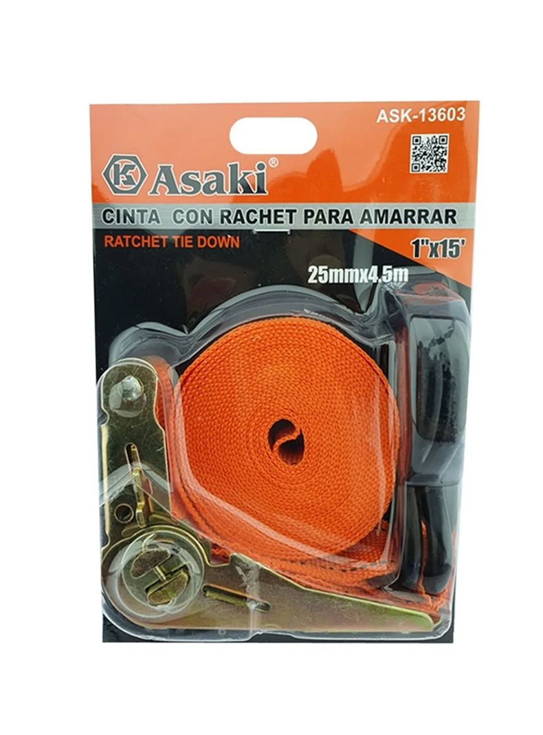 Eslinga Cinta Amarre C/ Ratchet 1 Pulg X 15 Ft Ask