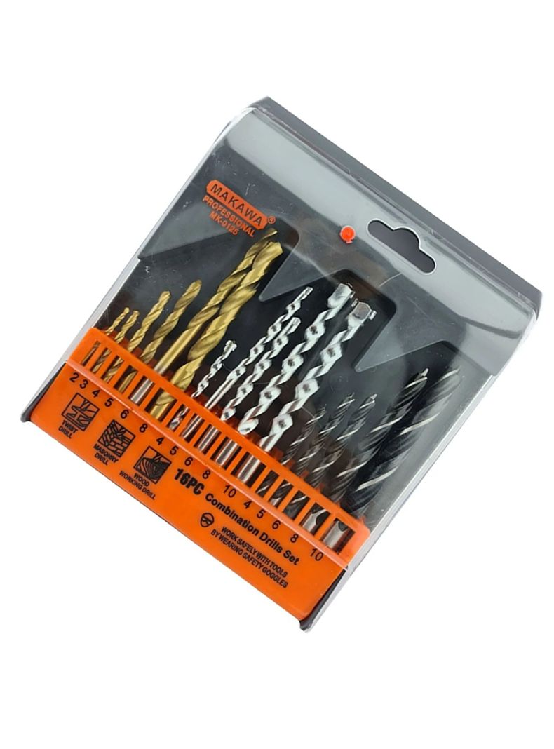 Brocas Para Madera Cemento Metal 16 Piezas Mk0125-2