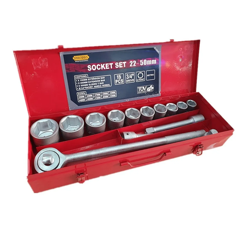 Juego De Dados Chicharra Cuadrante 3/4  15 Piezas Steeltools Sl16041-0