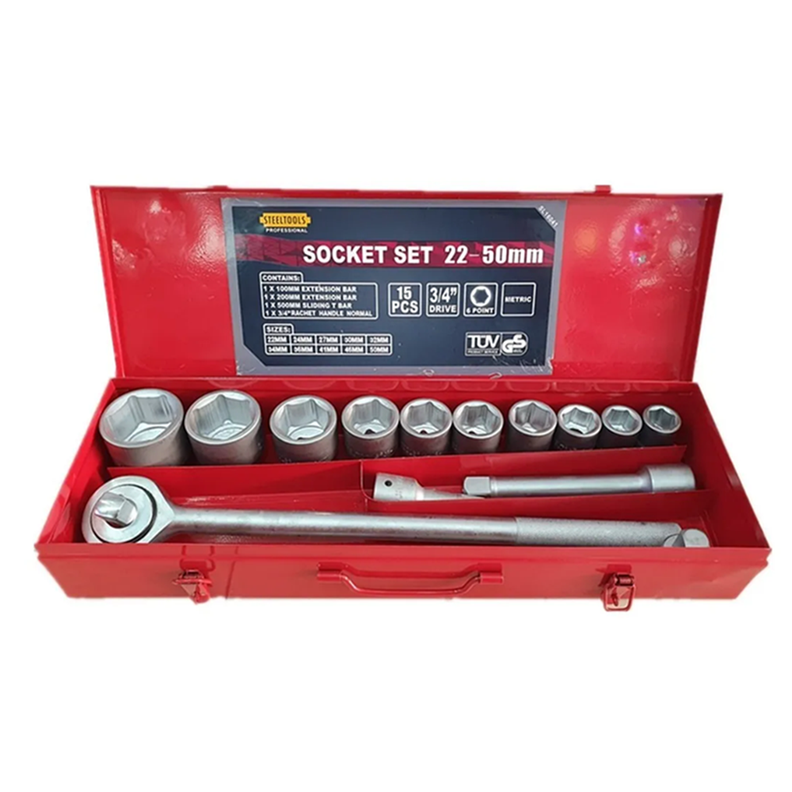 Juego De Dados Chicharra Cuadrante 3/4  15 Piezas Steeltools Sl16041-2
