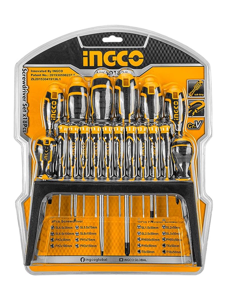 Set Kit Juego Destornilladores 18 Piezas Ingco Hksd1828-1