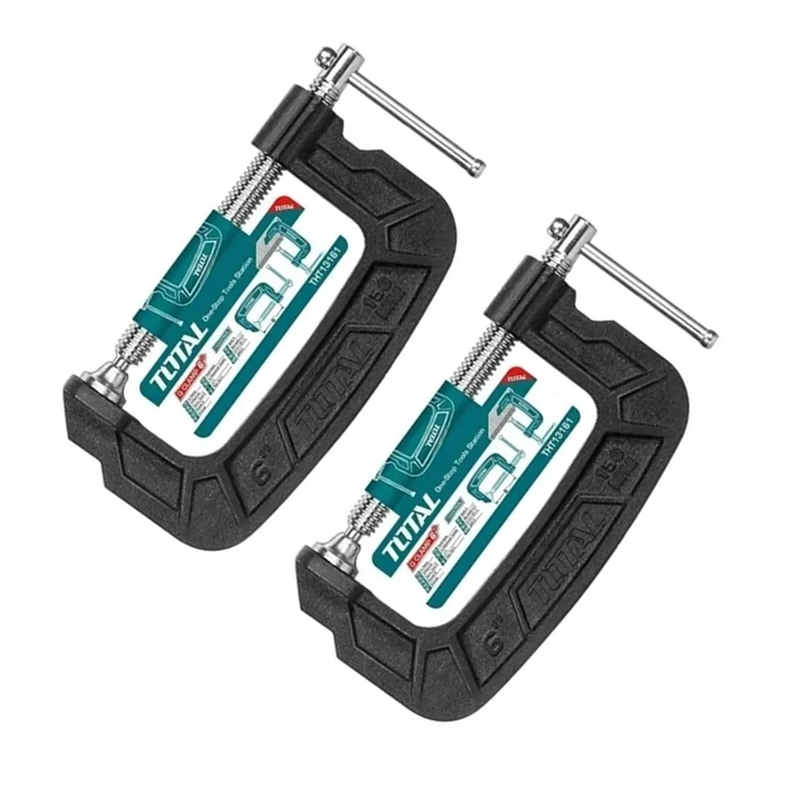 Pack 2 Prensa Tipo C 6 Pulgadas (150mm) Total Tht13161 Turquesa