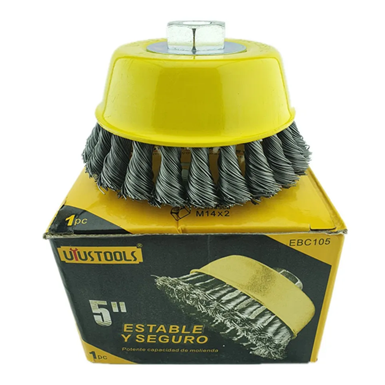 Escobilla Copa Trenzada Torcida 125mm Esmeril Uyus-0