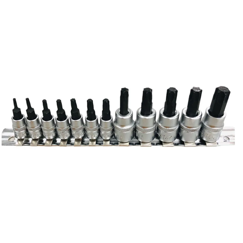 Kit Juego De Dados De Punta Torx 1/4 Y 3/8 12 Piezas Total-0