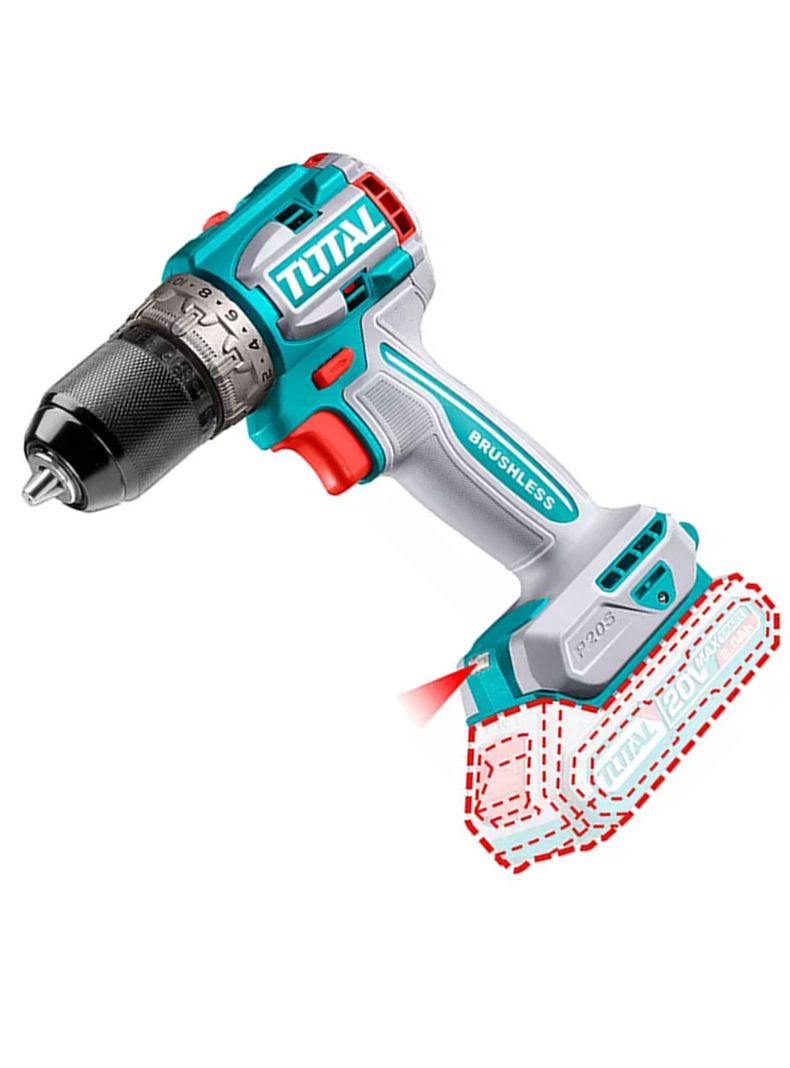 Taladro Atornillador 13mm 20v Bat+ Carg Total Tdli206021-2