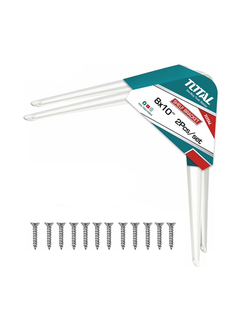Soporte Escuadra Para Repisa Estante 2 Unds 8''x10'' Total Blanco