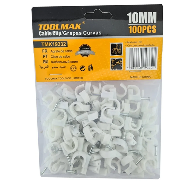 Grapa Grampa Rg6 Cable 10mm Blanco 100 Unidades Toolmak-0