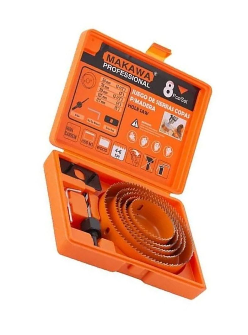 Hoja Broca Sierra Copa Para Madera 8 Piezas Mk0330-1