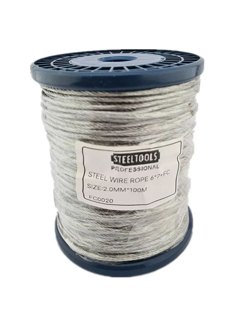 Piola Cable Acero 2.0 Mm Rollo 100 Mts Galvanizado
