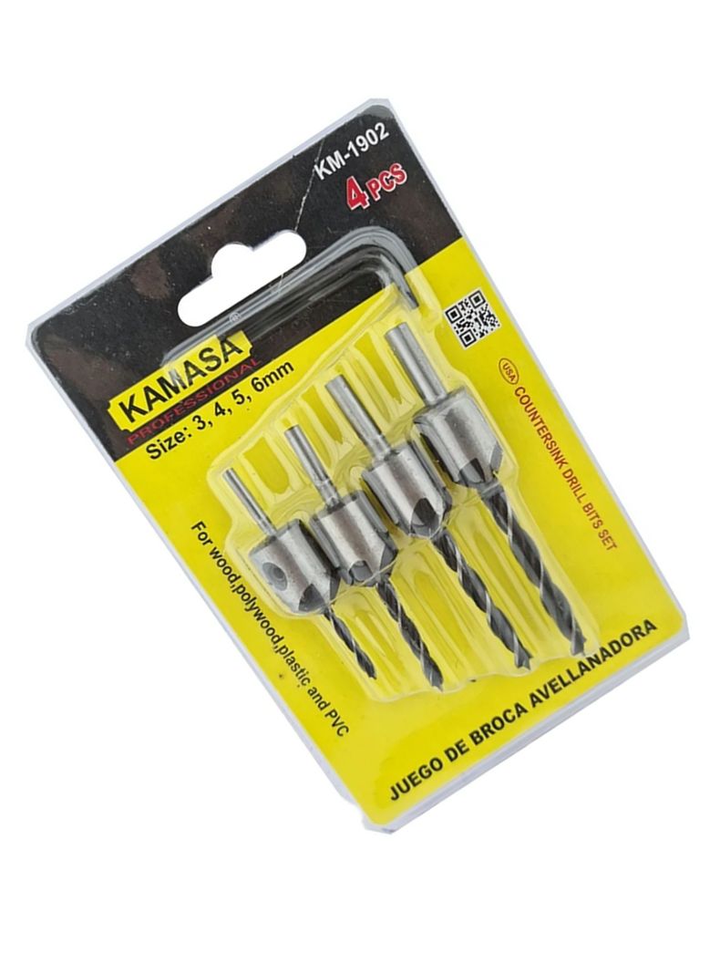 Brocas Avellanadoras Madera Pvc Taladro 4 Pcs Km-1