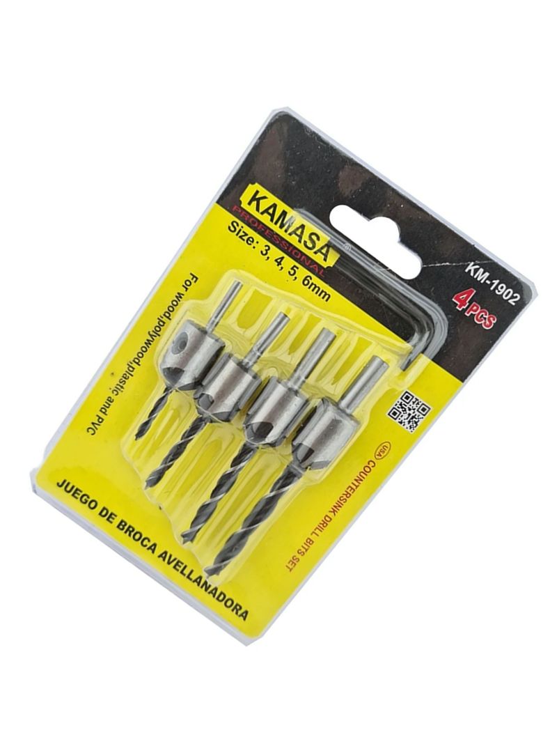 Brocas Avellanadoras Madera Pvc Taladro 4 Pcs Km-2
