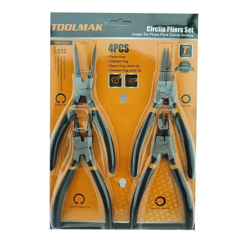 Juego/set/kit De Alicates Sacaseguros 7  Pulgadas Toolmak-0