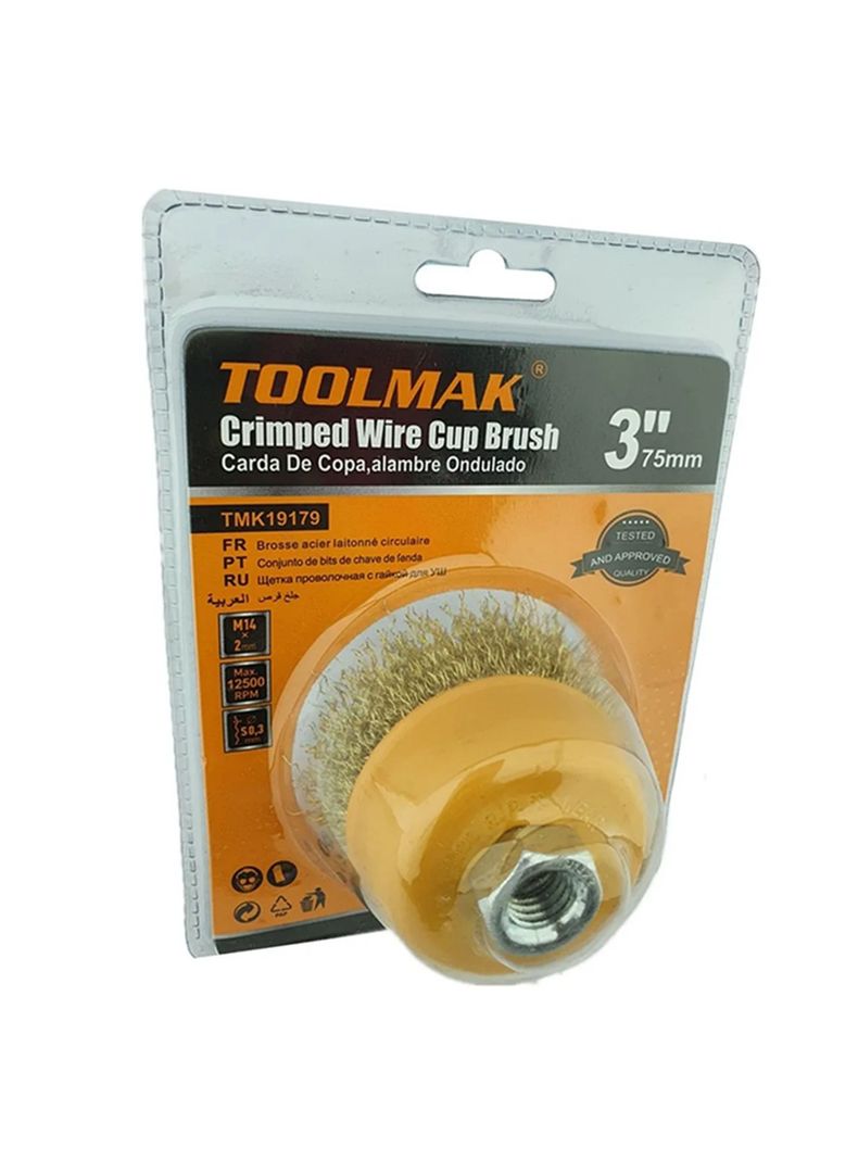 Escobilla De Copa Rizada 75mm Esmeril Toolmak Tmk19179-0