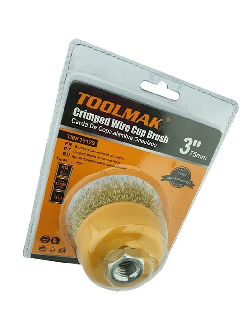 Escobilla De Copa Rizada 75mm Esmeril Toolmak Tmk19179-2