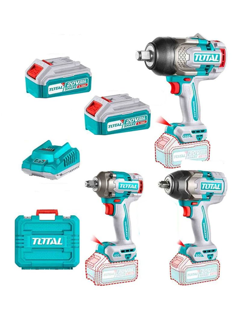 Kit Llave Impacto 400nm + 850nm + 1350nm 20v Total Total Tools