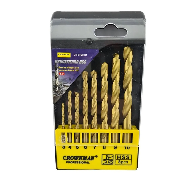 Brocas Para Metal 8 Piezas Crownman Cmbr28001-0