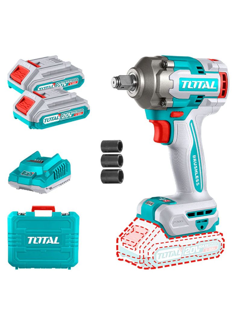 Taladro Pistola Llave Impacto 20v Carg+ 2bat Total Tiwli2040-0