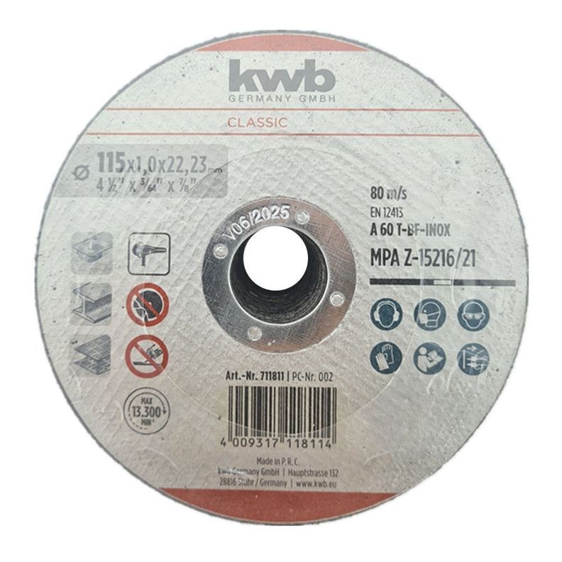 Disco Corte P/ Metal Acero Inox 115mm 50 Unds Kwb-1