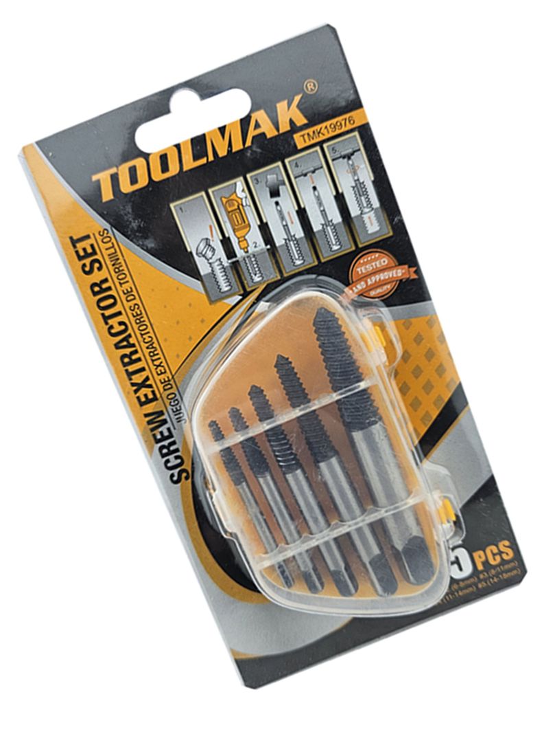 Extractor Tornillo Pernos Cortados 5 Piezas Toolmak-1