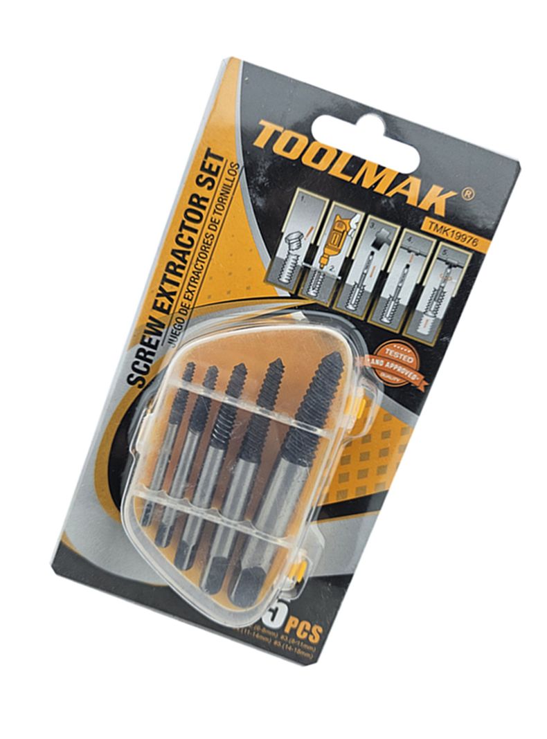 Extractor Tornillo Pernos Cortados 5 Piezas Toolmak-2