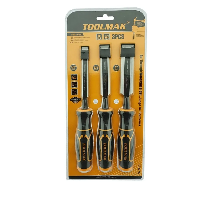 Set Kit Jgo De Formones Cinceles P/ Madera 3 Piezas Toolmak-0