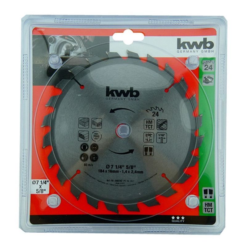 Disco Sierra Circular 7 1/4 Pulgada 24 Dientes Kwb-0
