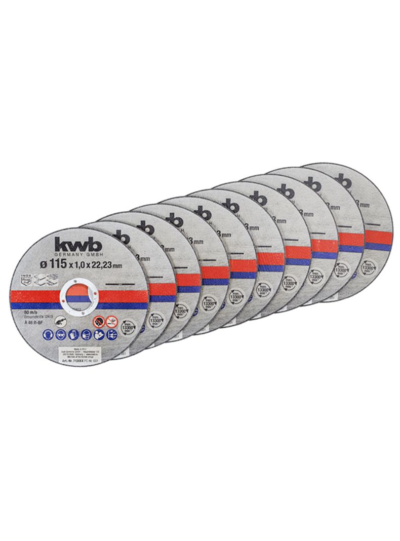 Disco De Corte P/ Metal Acero Inoxidable 115mm 10 Und Kwb-0