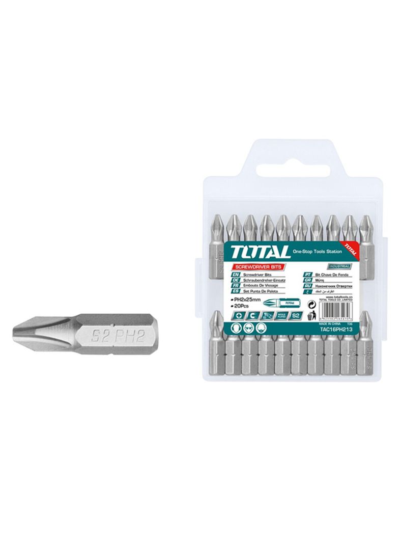 Juego Puntas Phillips Hexagonal S2 Ph2 20pc Magnetico Total-2
