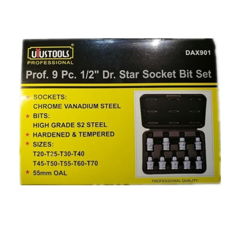 Set Dados 1/2 Torx Estrella Macho 9 Piezas Uyus-3
