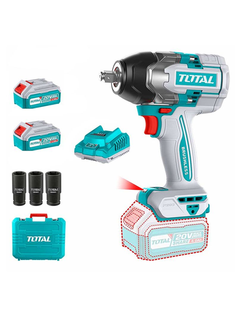 Taladro Pistola Llave Impacto 20v 2bat+ Carg 850nm Total-0