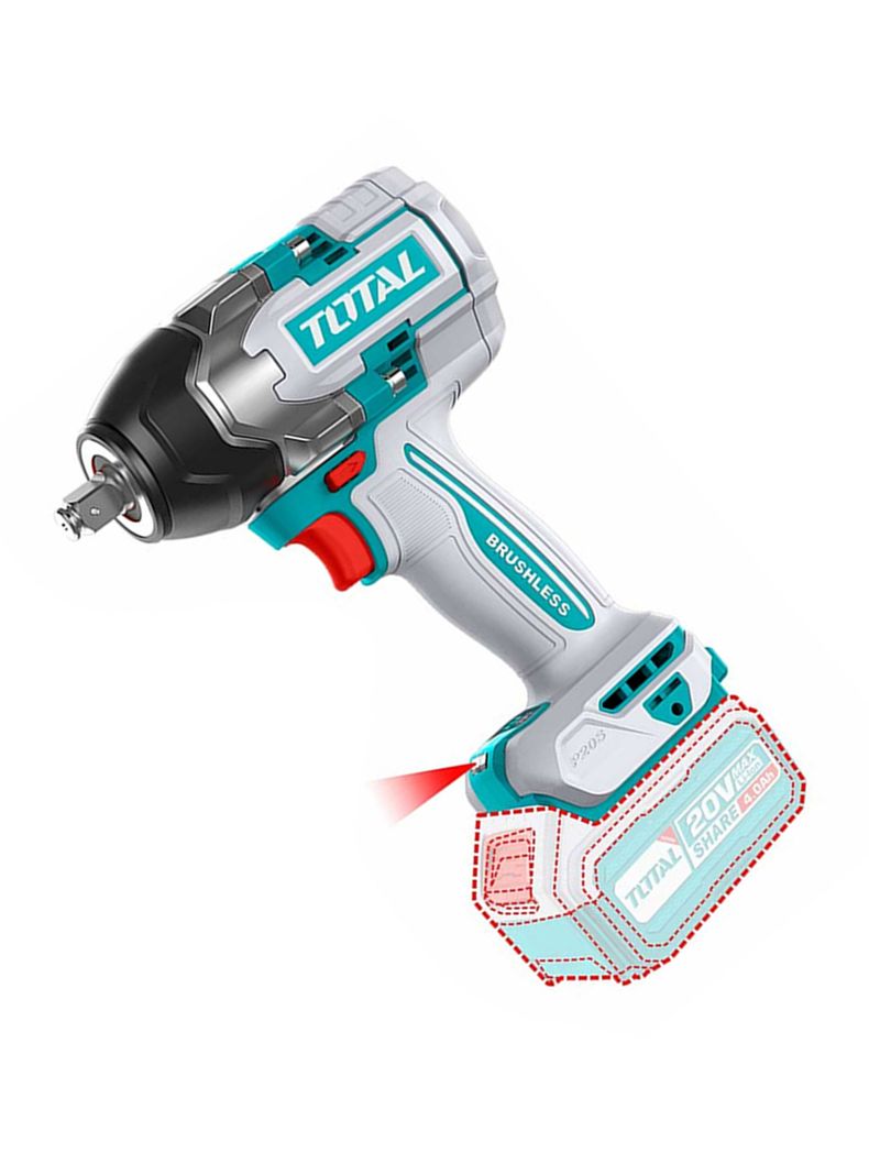 Taladro Pistola Llave Impacto 20v 2bat+ Carg 850nm Total-2