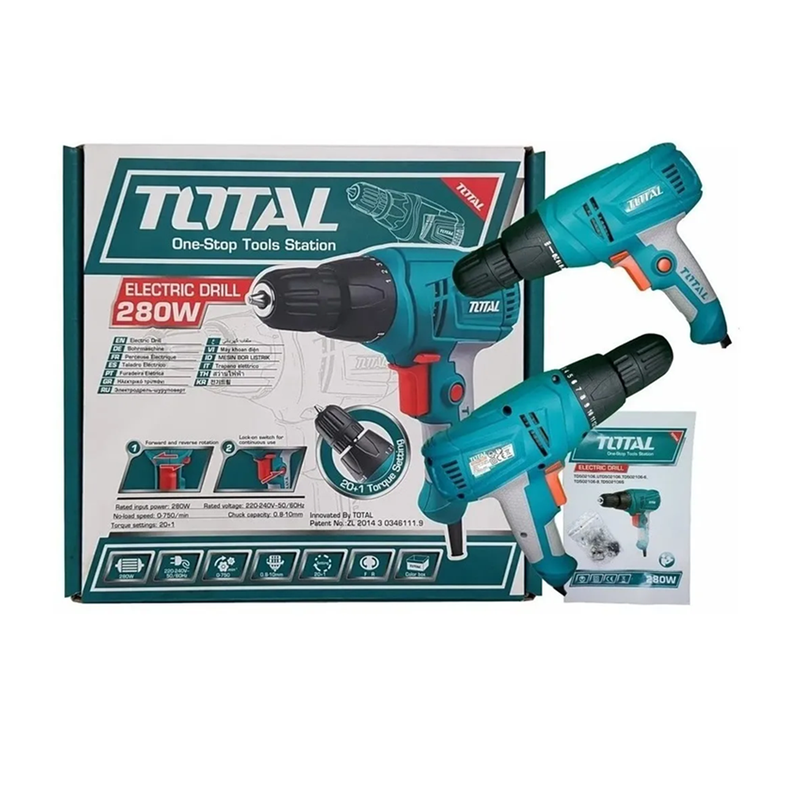 Taladro Atornillador Eléctrico 10mm 280w Total Td502106-2