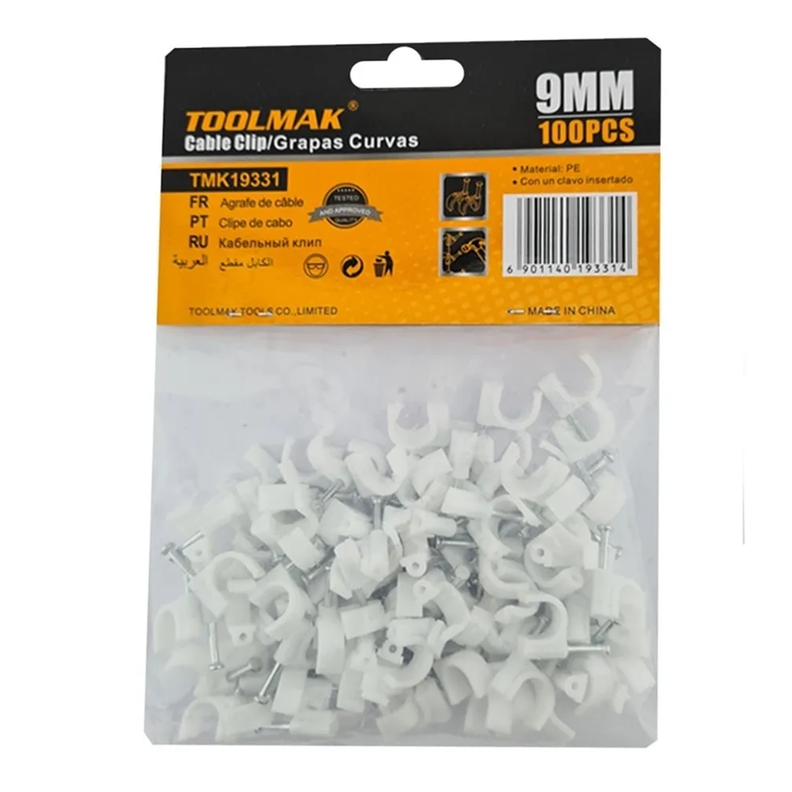 Grapa Grampa Rg6 Cable 9mm Blanco 100 Unidades Toolmak Tmk19331-0