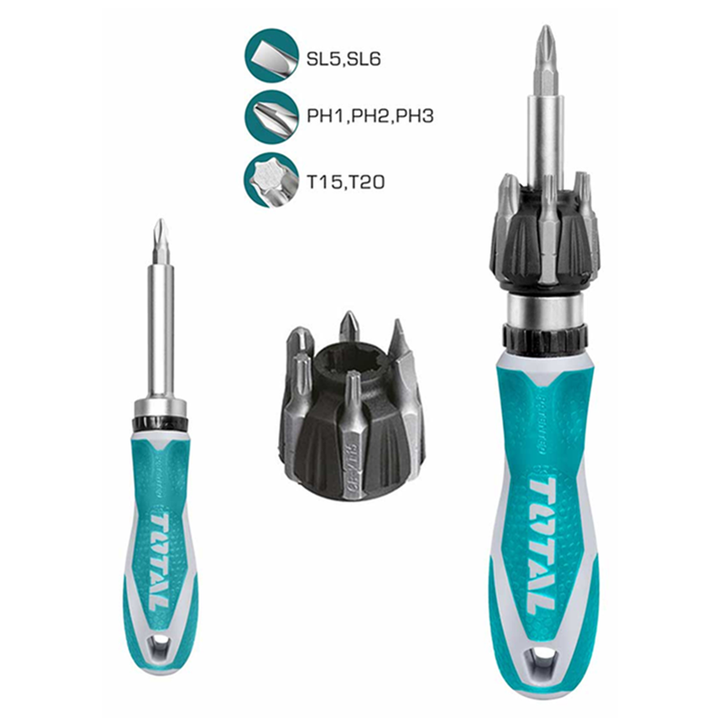 Set Destornillador Ratchet 8 Pcs Total Tacsd30086-1